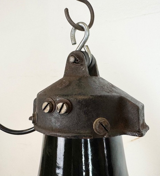 Image 1 of Lampada a sospensione Bauhaus in smalto nero industriale, anni '30