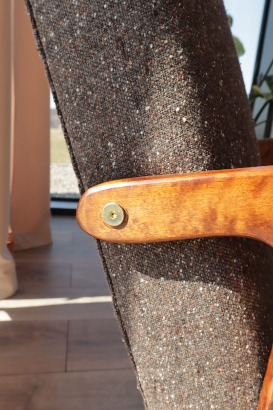 Image 1 of Mid-century fauteuil met cacao tweed bekleding, 1960, Polen