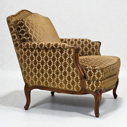 1950s Danish Relax Chair, Furniture Velour, Carved Ash Wood