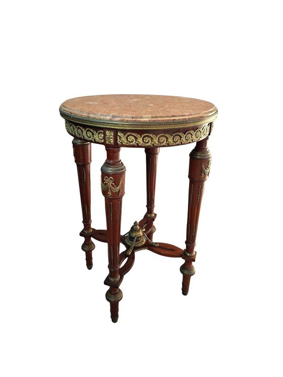 Image 1 of Neoclassical Guéridon in Mahogany and Red Marble, Late 19th Century