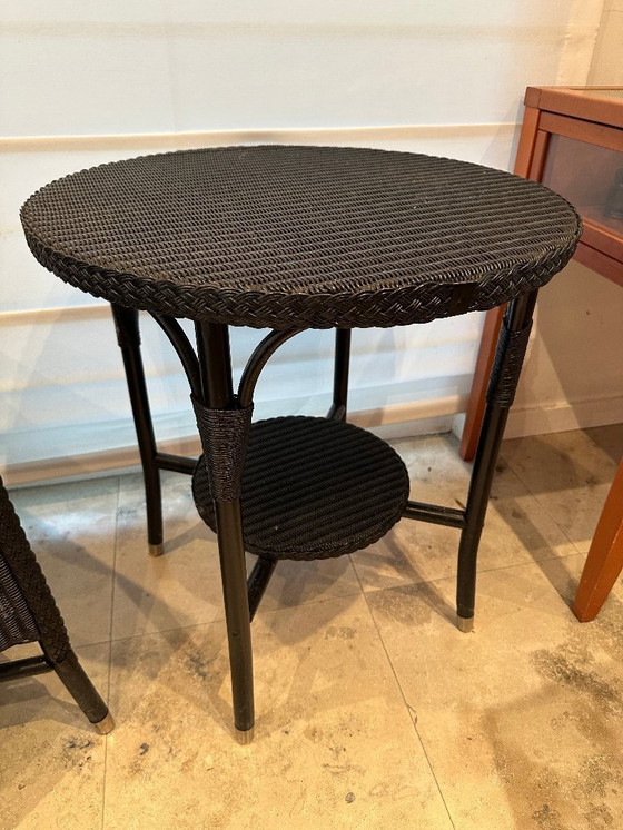 Image 1 of Lloyd Loom Stuhlset mit Beistelltisch – Schwarz