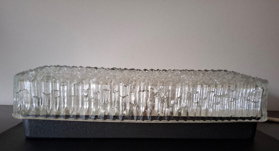 Image 1 of Rectangular ceiling lamp/wall lamp of cut glass, 1960s