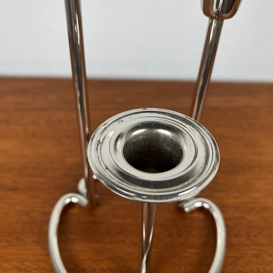 Image 1 of Vintage silver metal candle holder with 3 branches
