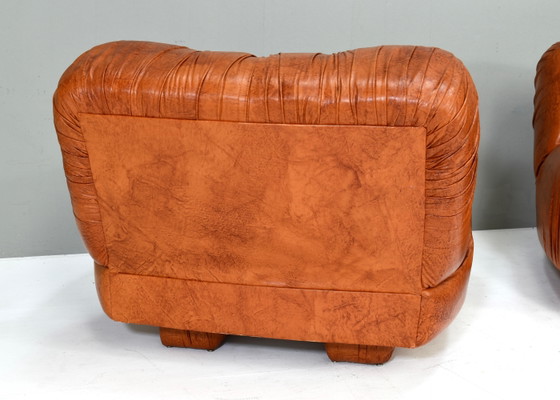 Fauteuils Giuseppe Rossi di Albizzate en cuir, Italie, années 1970, Chaises & fauteuils, Marron (photo 15 sur 20)