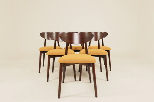 Lot de 6 chaises de salle à manger scandinaves moutarde bouclé 