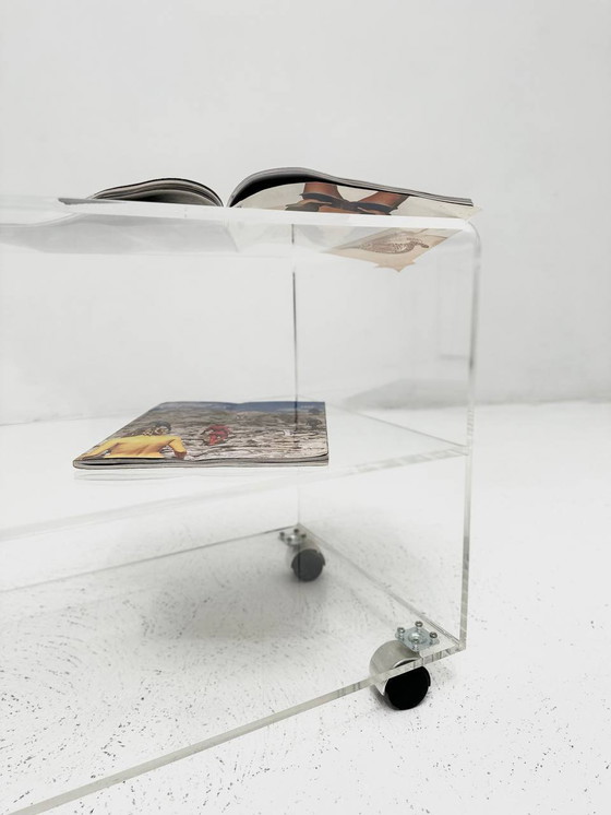 Image 1 of Space Age side table small made of plexiglass on castors