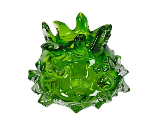 Image 1 of Jan Beranek – „Pickelvase“ – transparentes und grünes Glas – Tschechische Republik – 70er Jahre