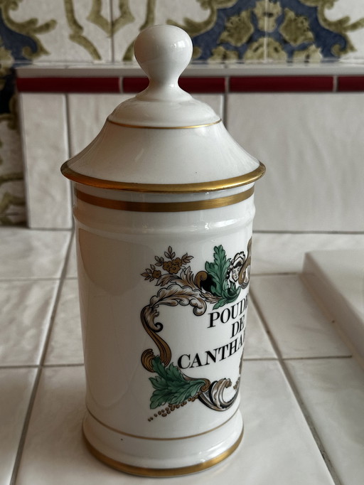 Antique Medicine Jar - Cantharide powder - Au Pot de Gallien Limoges H 29 cm