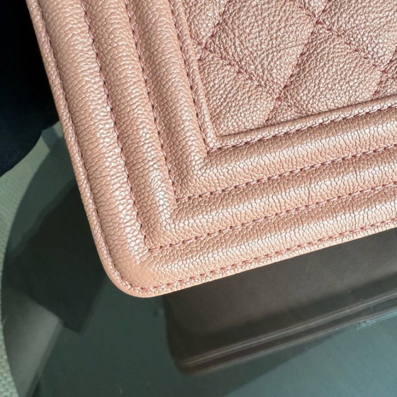 Image 1 of Chanel Boy Medium - Caviar 25CM Quilted Nude Blush Caramel Ruthenium Silver Hardware Series 26