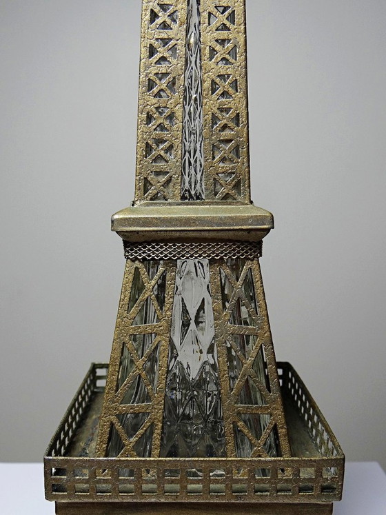 Image 1 of Large Eiffel Tower bottle, musical "Le Fiacre" vintage Japanese collection
