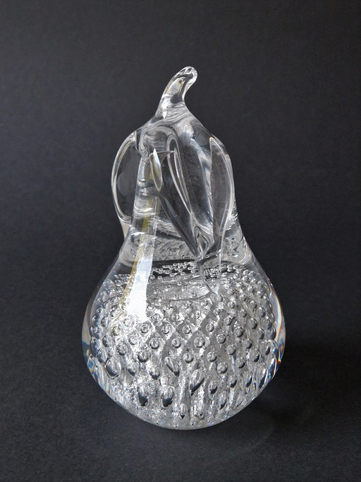 FM Konstglas - Solid Pear With Silver Dust - Glass Art
