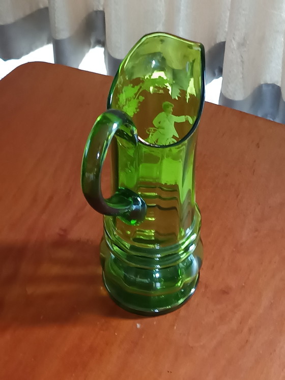 Caraffa antica vittoriana Mary Gregory - 32 cm. – Arte in vetro, Glass (photo 2 of 11)