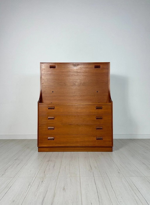 Vintage Deense Teakhouten secretaris van Børge Mogensen voor Søborg Møbelfabrik, Mid-Century Modern, jaren 1960