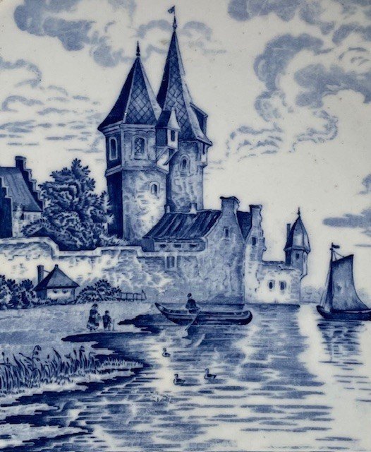 Image 1 of Mooie Porseleinen Vaas En Wandbord Met Landschap Decor