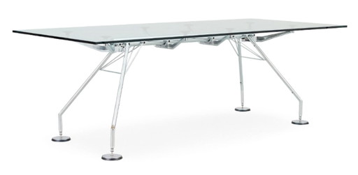 Table de travail Nomos Tecno — verre/chrome — 220×100 cm