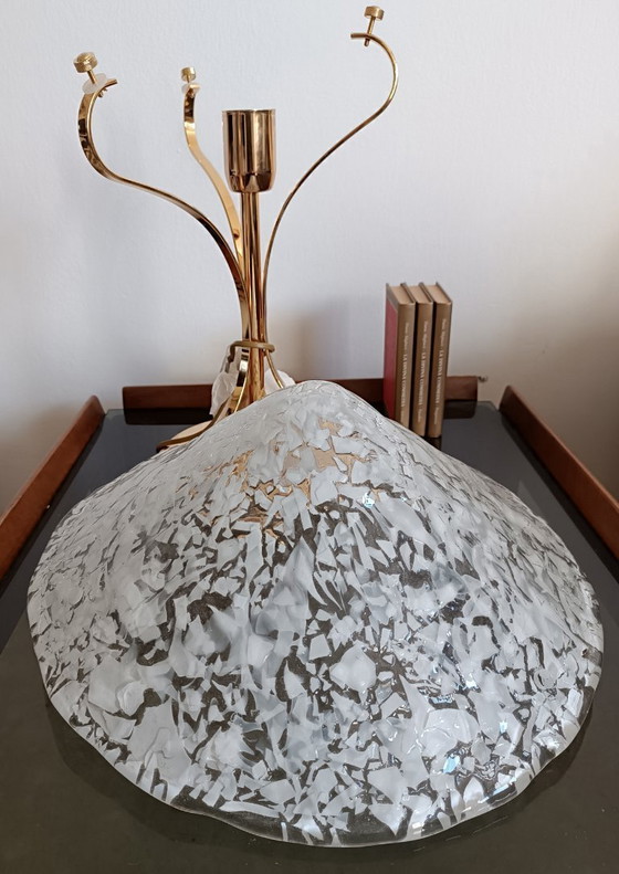 Image 1 of MURANO Large 46cm Table Lamp by Sylcom - Broken Ice Effect - Handmade - Made in Italy New