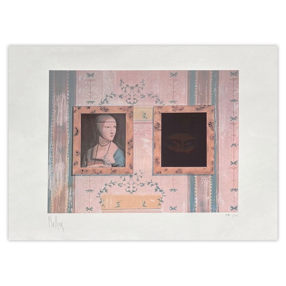 Image 1 of Dominique MULHEM La Dama con l'ermellino e la maschera olografica Serigrafia firmata