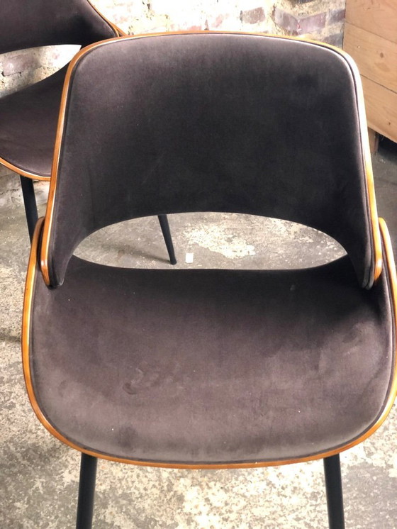 Image 1 of Set aus 6 skandinavischen Stühlen aus Holz und Samt, 2000er Jahre