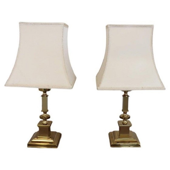 Image 1 of Golden Bedside Table Lamps, Italy 1970s, Set of 2