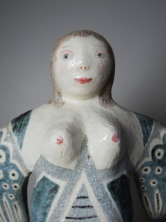 Image 1 of Vintage gestileerde keramische wandsculptuur van een zeemeermin