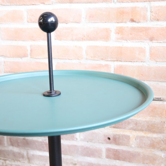 Image 1 of Vintage 80s side table black green round metal