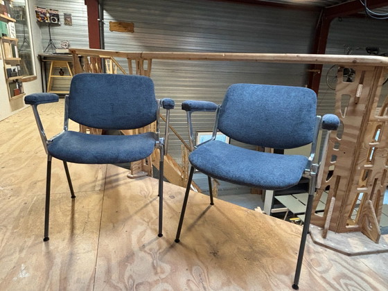 2x DSC 106 Giancarlo Piretti for Castelli, Armchairs, Metal, Textile, Silver (photo 10 of 11)