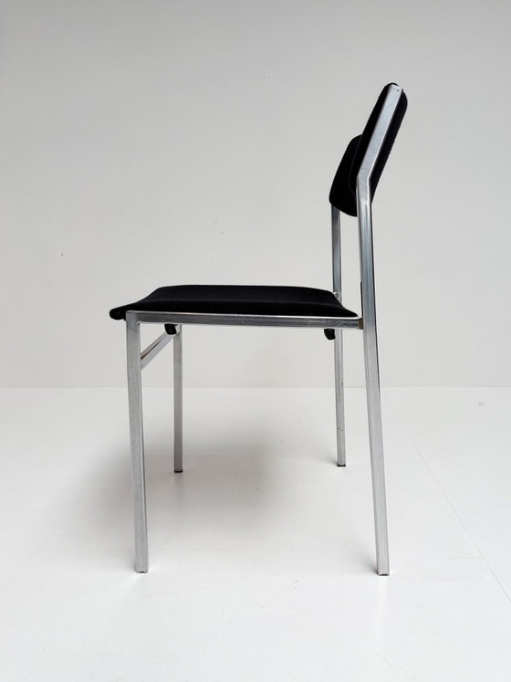 Lot de 4 chaises empilables Gijs van der Sluis, années 1970 – Chaises de salle à manger, Textile (photo 11 of 12)