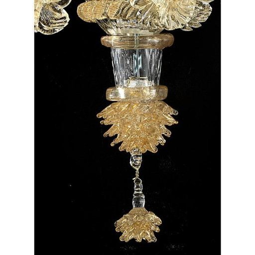 Luxury Italian "Ca' Rezzonico" with Gold Flowers and Leaves Murano Glass