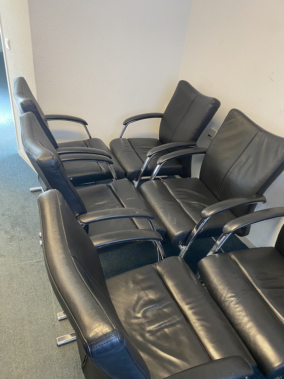 Image 1 of Stoelen eetkamer kantoor viasit leer chroom luxe stoel