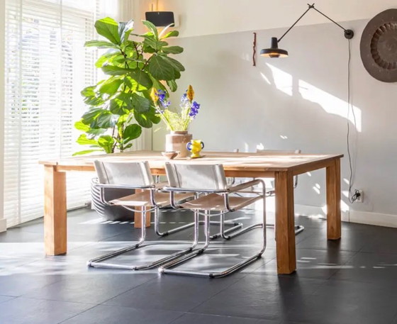 Image 1 of 4 sedie in stile Marcel Breuer - cuoio bianco