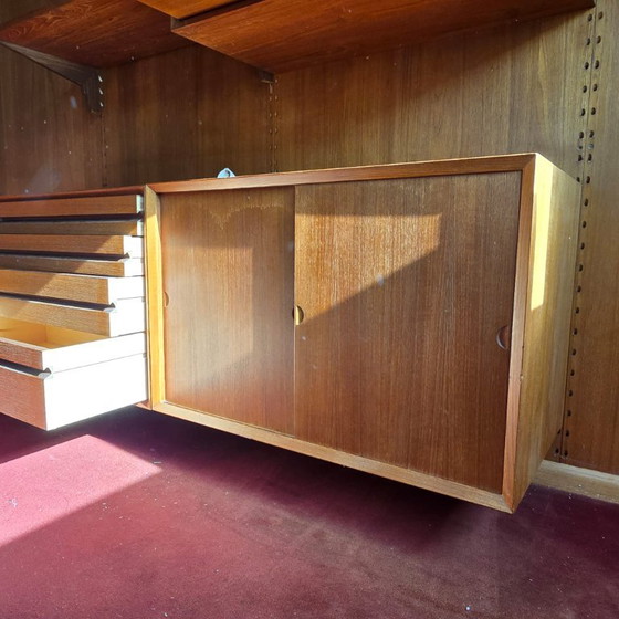 Poul Cadovius Cado Wall System, Teak Veneer, Vintage Danish Design, Wall cabinet, Wood, Brown (photo 21 of 33)