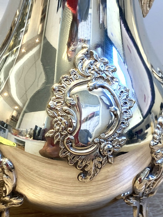 Image 1 of Élégante & Ancienne Verseuse à Thé Café Style Louis XV Rocaille Métal Argenté