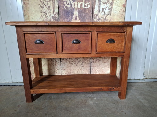 Teak Side Table, Hall Table, Wall Unit. Console Dimensions 110x40cm and 77 cm High. – Wood (photo 2 of 5)