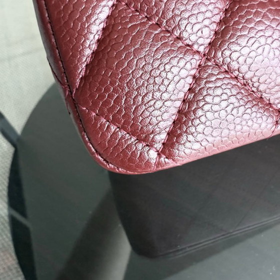 Image 1 of Chanel Classic Flap Medium - Caviar 25CM Quilted Burgundy Silver Hardware