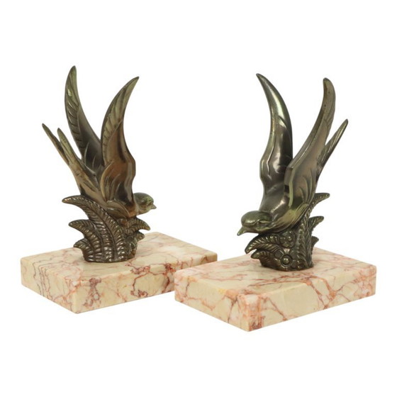 Image 1 of Art Deco Swallows Bookends