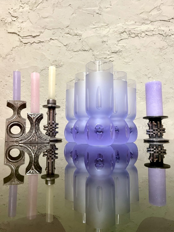 ¡Raro! 6 vasos de tubo Space-Age “Sergio Asti” de los 70 – Loza, Vidrio (photo 4 of 13)