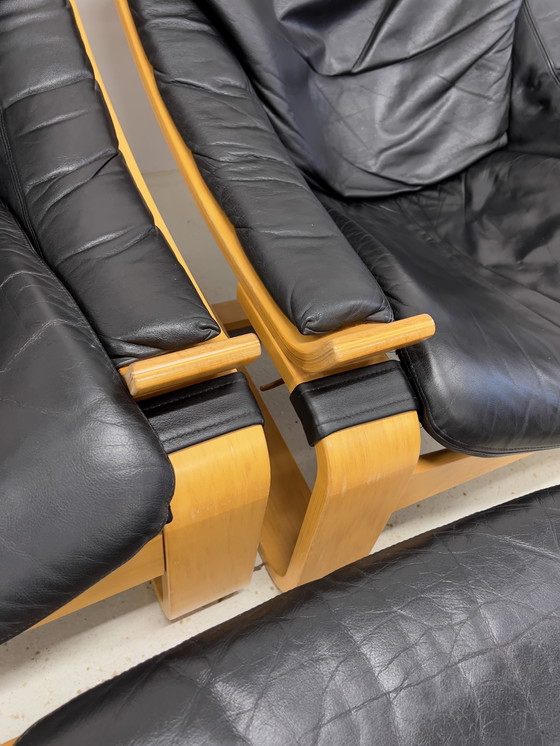 Image 1 of Zweedse Kroken Loungestoelen & Ottoman van Åke Fribyter voor Nelo, 1970