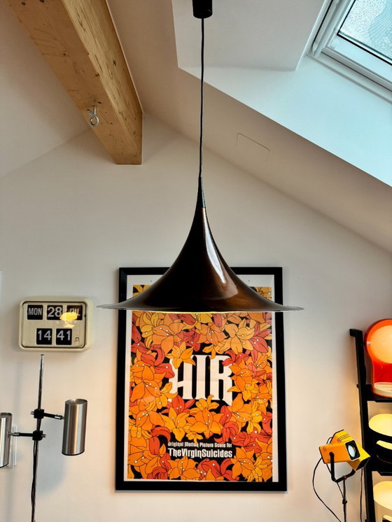 Image 1 of XXL Doria Trompete Pendelleuchte 1970er Jahre - Kupferbraun Aluminium