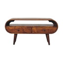 TV cabinet in solid mango wood with chestnut finish