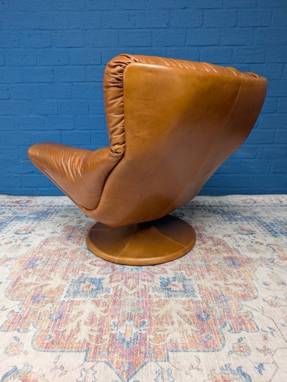 Image 1 of Vintage leather swivel armchair, 1970s