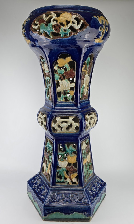 Image 1 of Columna china shiwan, antigüedades chinas, mesa auxiliar