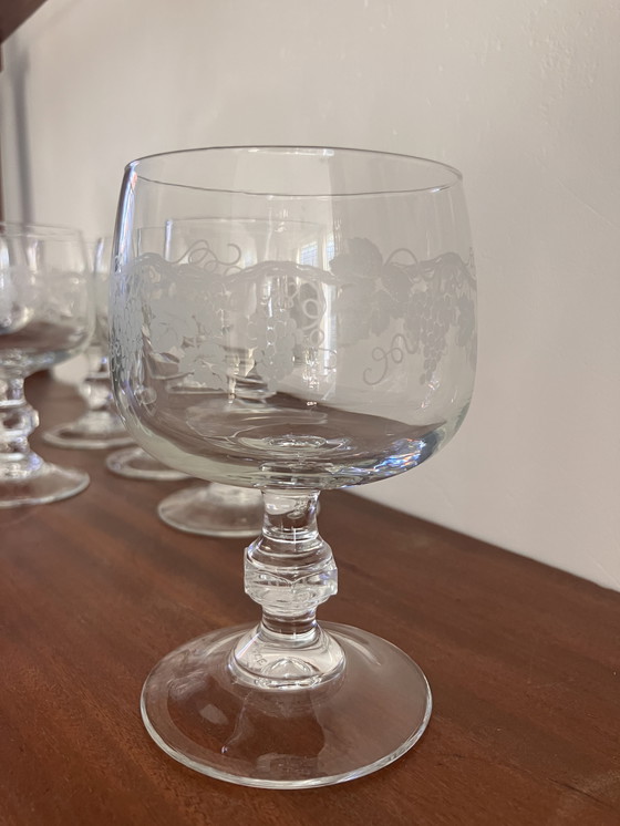 Image 1 of Vintage Franse wijnglazen set 6 /vintage design Franse wijnglazen