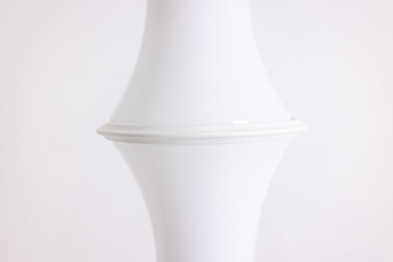 Image 1 of Enrico Tronconi Stehleuchte 'Bambus', aus weißem Opalglas.  70er Jahre.