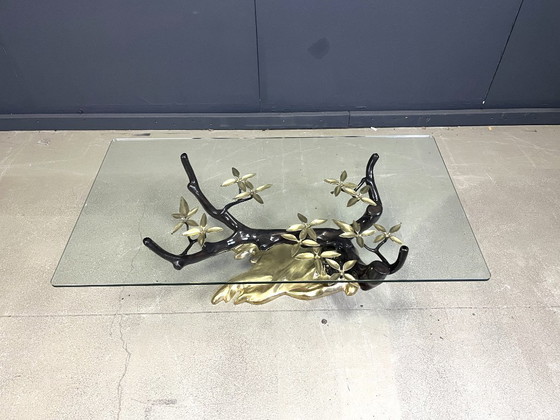 Image 1 of Tavolino da caffè vintage in ottone a forma di bonsai di Willy Daro, anni '70