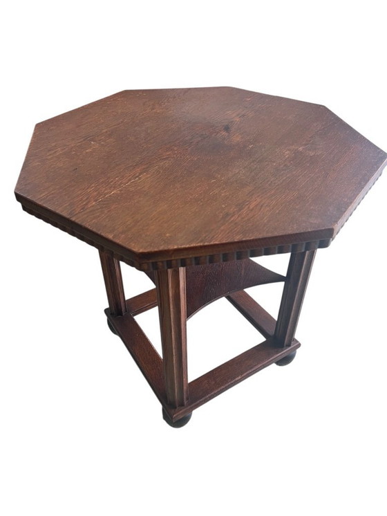 Image 1 of Table d'appoint Art déco en bois massif env. années 1920-1930