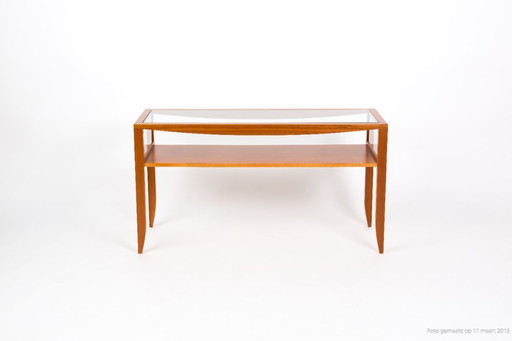 Catalan cherry wood glass table