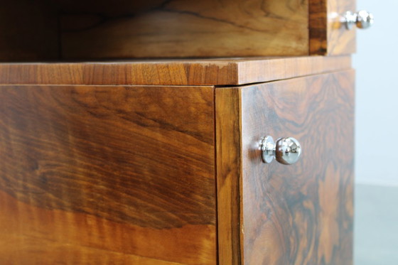 Image 1 of Pair 1930s Czech Art Deco Walnut Nightstands