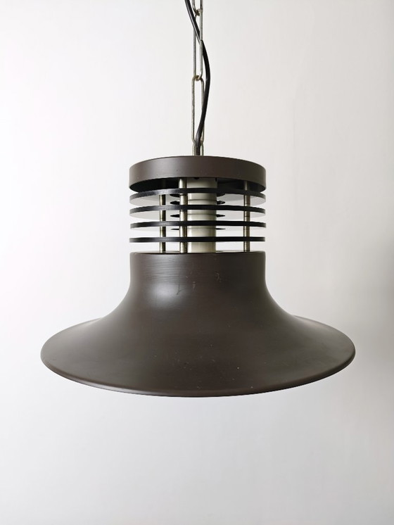 Image 1 of Vintage Industrial Pendant Light / Mid Century Modern Hanging Lamp / Scandinavian style / Metal Bell Shade / Retro Factory Ceili