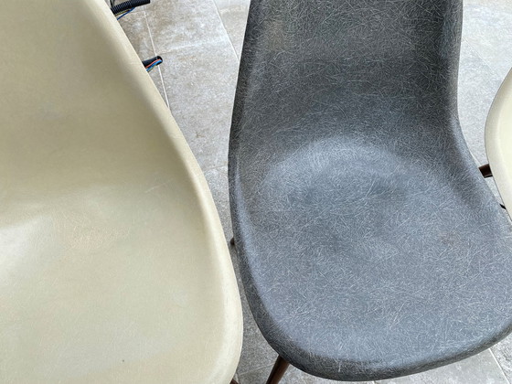 Image 1 of Set of 4 Eames Herman Miller Vintage DSW Fiber Walnut Chairs