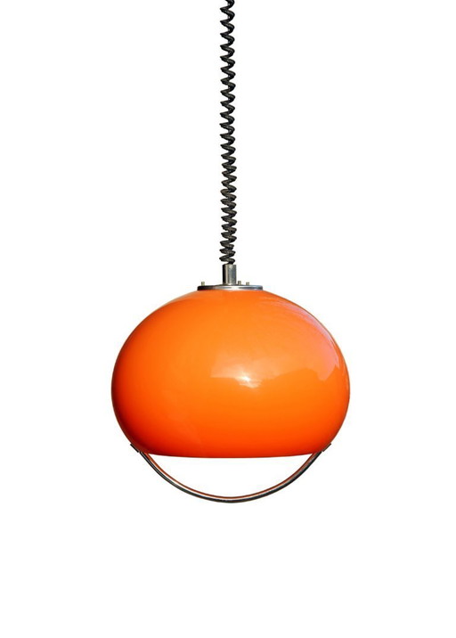 Guzzini pendant light model Jolly in orange color, 1968